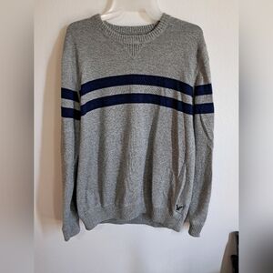 American Eagle Outfitters Men's Gray and Navy Blue Sweater Size Large Cotton
